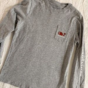 Vineyard Vines Boys Long Sleeve Football Whale Pocket Tee Gray Size S (8)